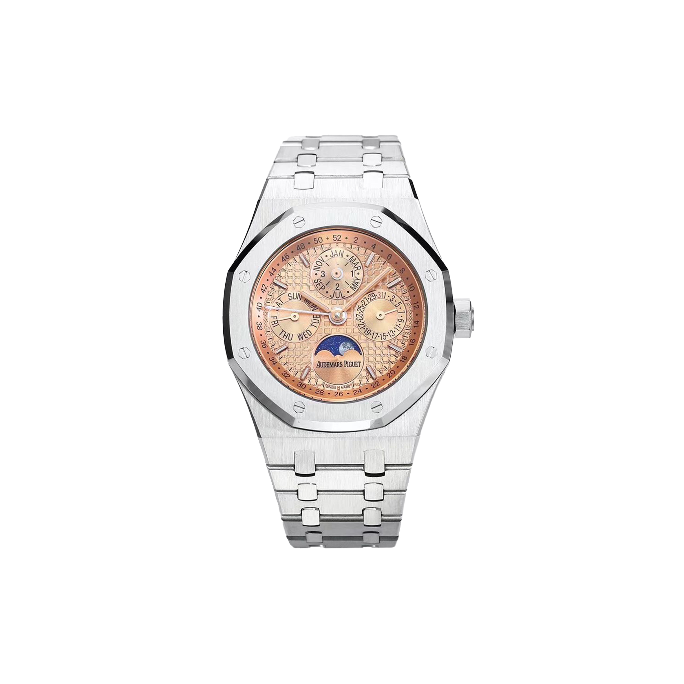 audemars P*g*et royal oak perpetual salmon dial watch 26615ti.oo.1220ti.01